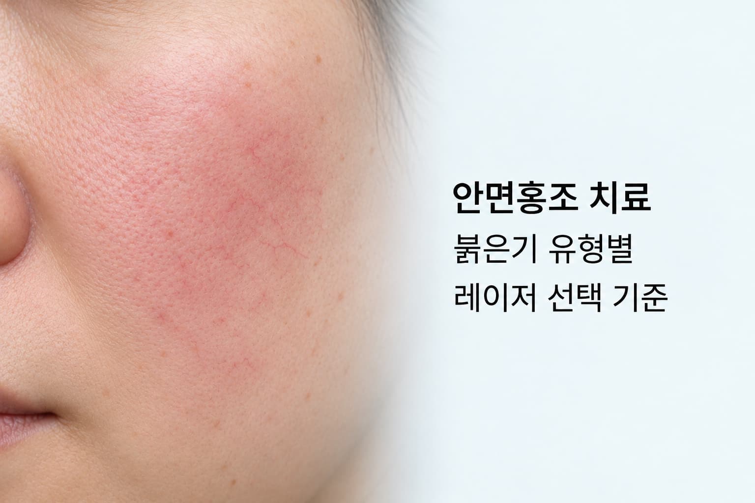 볼 피부의 붉은기와 가느다란 실핏줄을 확대한 안면홍조 치료 안내