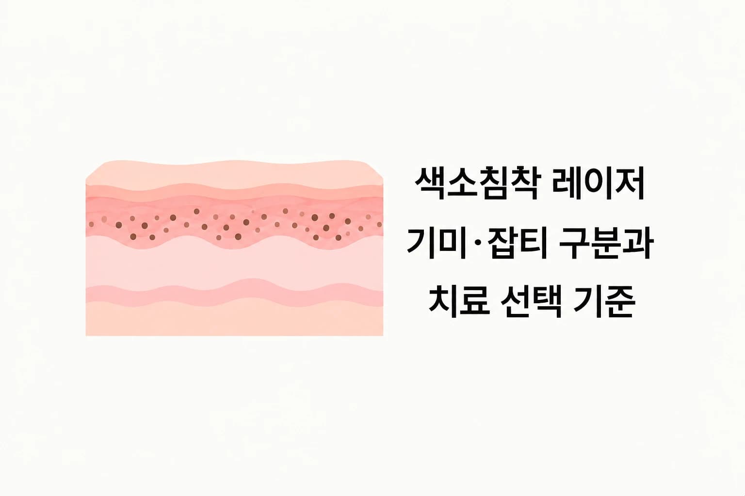 피부층에 모인 갈색 멜라닌 색소를 표현한 피부 단면 모식도